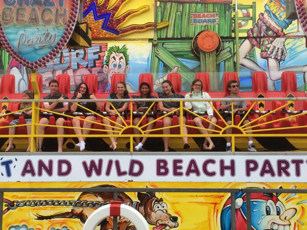 The group at a carnival. 